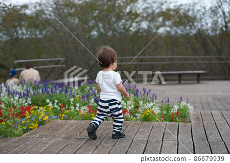 一個小孩散步的背影 一個小孩散步的背影 86679939