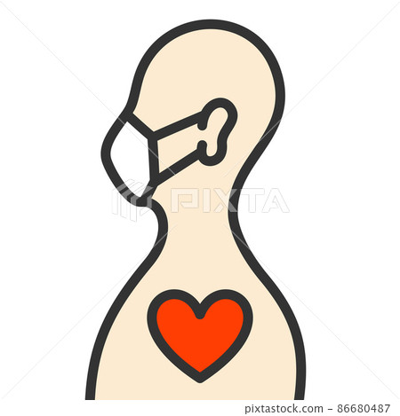 一個戴著面具的人的插圖 善良、同情和感情的象徵 86680487