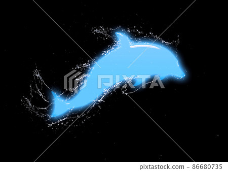 Illustration of a dolphin jumping with a splash 86680735