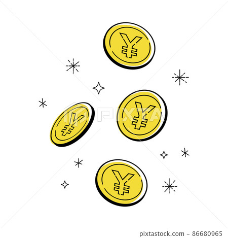 Vector illustration of glittering coins, Japanese yen mark Vector illustration of glittering coins, Japanese yen mark 86680965