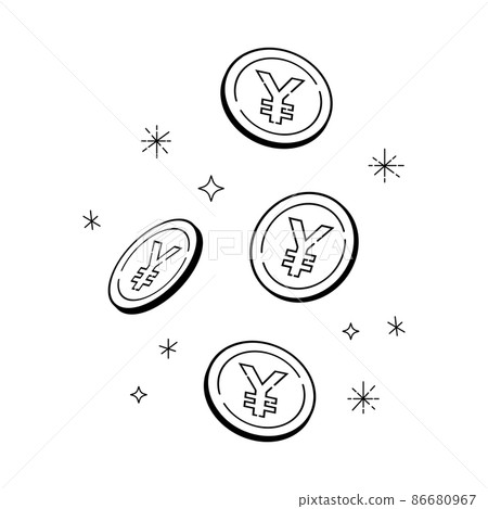 Vector illustration of glittering coins, yen mark Vector illustration of glittering coins, yen mark 86680967