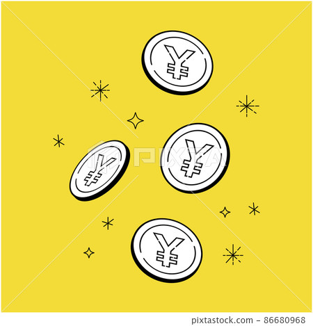 Vector illustration of glittering coins, yen mark Vector illustration of glittering coins, yen mark 86680968