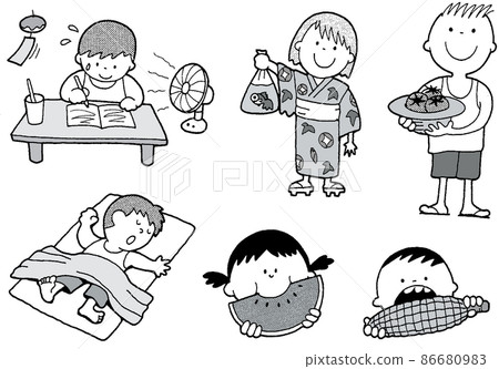 Children's school life Saijiki Summer vacation 86680983