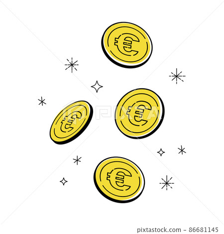 閃閃發光的硬幣矢量圖/歐元標記 86681145