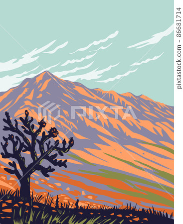Franklin Mountains State Park with Cactus Located in El Paso Texas USA WPA Poster Art 86681714