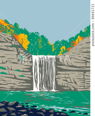 Fall Creek Falls State Resort Park on Upper Cane Creek Gorge in Van Buren and Bledsoe Tennessee USA WPA Poster Art Fall Creek Falls State Resort Park on Upper Cane Creek Gorge in Van Buren and Bledsoe Tennessee USA WPA Poster Art 86681715