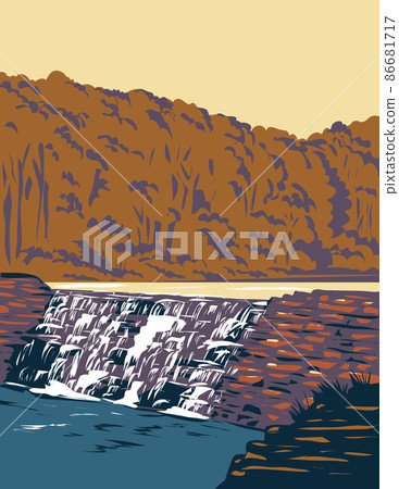 Devil's Den State Park Waterfall at Butterfield Trail in the Ozark Mountains in Northwest Arkansas WPA Poster Art Devil's Den State Park Waterfall at Butterfield Trail in the Ozark Mountains in Northwest Arkansas WPA Poster Art 86681717