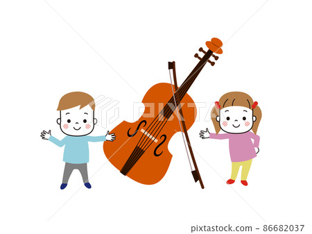 Violin and smiling children 86682037