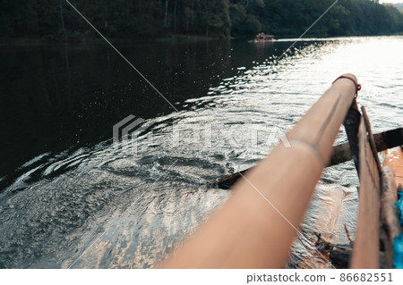 bamboo rafts in the river and nature travel bamboo rafts in the river and nature travel 86682551