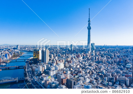 隅田川和天空樹鳥瞰圖 86682910