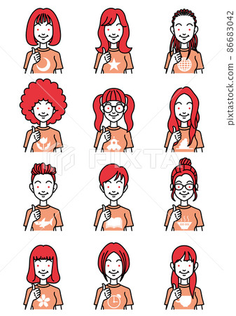 Females with various hairstyles who like poses 86683042