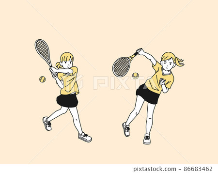 Tennis Women's Tennis Club Club Activities Club Activities Sports Girls Whole Body Illustration 86683462