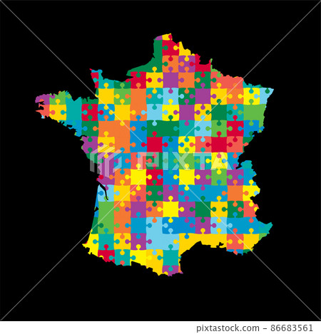 Vector map France from color puzzle, jigsaw 86683561