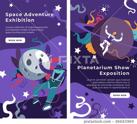 Space adventure exhibition planetarium show vector Space adventure exhibition planetarium show vector 86683969