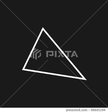 Retrowave aesthetics outline triangle. Synthwave black and white triangle shape 1980s style. Retrowave design element for poster, merch in vaporwave style. Vector Retrowave aesthetics outline triangle. Synthwave black and white triangle shape 1980s style. Retrowave design element for poster, merch in vaporwave style. Vector 86685294