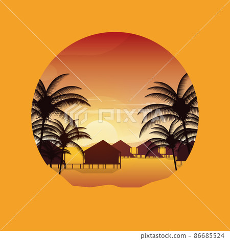 Sunset Maldives Sea Island Resort Hut Holiday Vacation Travel Circle View 86685524