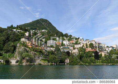 Switzerland Lugano Lake Lugano Pleasure boat towards Monte Bure (Mt. Bure) Switzerland Lugano Lake Lugano Pleasure boat towards Monte Bure (Mt. Bure) 86686068