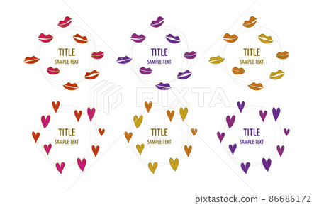 Heart and kiss mark frameset Heart and kiss mark frameset 86686172