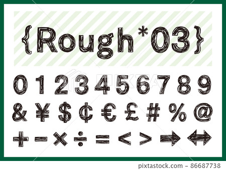 筆上的手寫字母數字、貨幣和符號 86687738