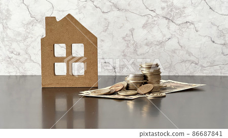 House accessories and money_marble background 86687841