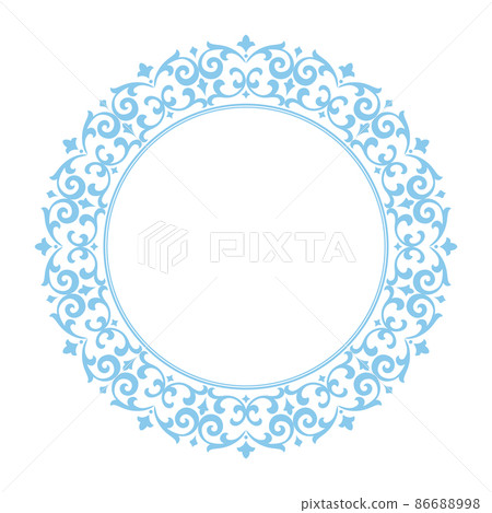 Decorative frame Elegant vector element for design in Eastern style, place for text. Floral blue and white border. Lace illustration for invitations and greeting cards Decorative frame Elegant vector element for design in Eastern style, place for text. Floral blue and white border. Lace illustration for invitations and greeting cards 86688998