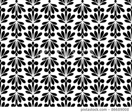Flower geometric pattern. Seamless vector background. White and black ornament Flower geometric pattern. Seamless vector background. White and black ornament 86689008