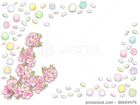 Hina-arare, konpeito and peach blossoms 86689476