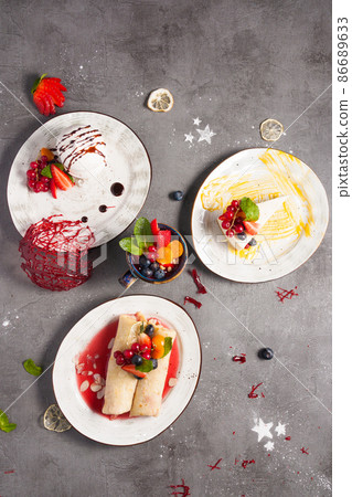 set of desserts set of desserts 86689633