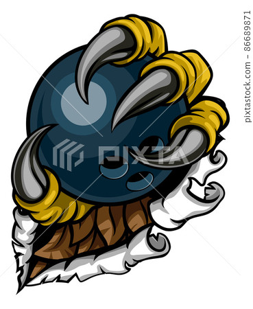 Tearing Ripping Claw Talon Holding Bowling Ball Tearing Ripping Claw Talon Holding Bowling Ball 86689871