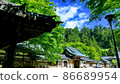 Temple precincts, forest and blue sky (color) 86689954
