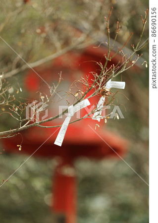 Omikuji and red lantern 86690156