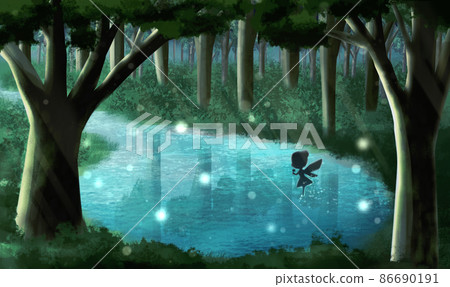 Dawn fountain with fairies 86690191
