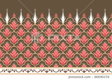 Pink, White on Brown. Geometric ethnic oriental pattern traditional Design for background,carpet,wallpaper,clothing,wrapping,Batik,fabric, vector illustration embroidery style 86690259