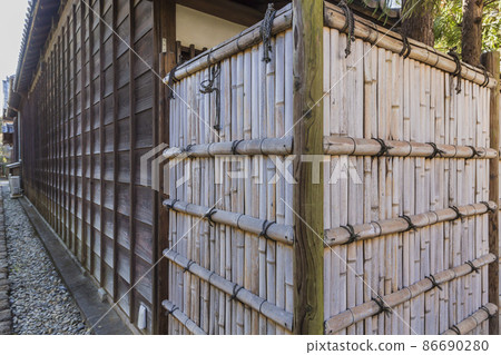 茅草屋頂、竹籬笆、古民居、日式房屋、木屋、古民居 86690280