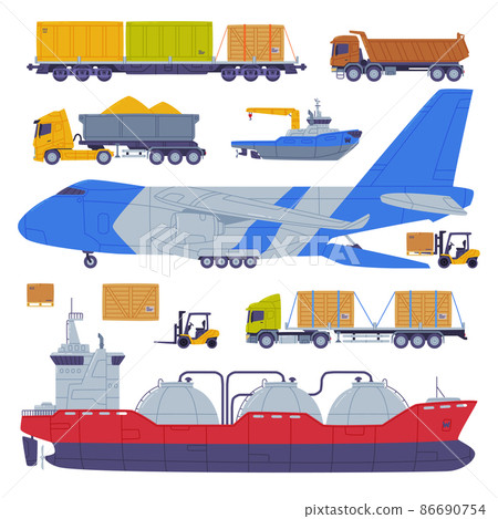 Cargo Transport and Freight Delivery Logistics Service Vector Set Cargo Transport and Freight Delivery Logistics Service Vector Set 86690754