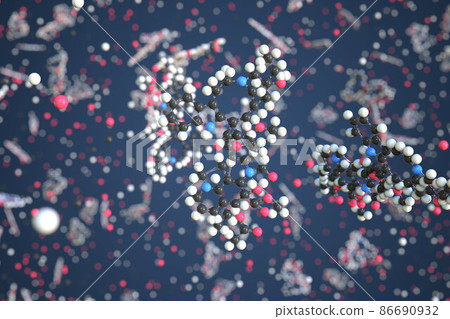 Molecule of vincristine. Molecular model, conceptual 3d rendering 86690932