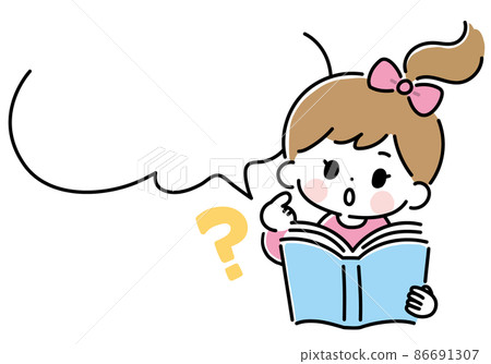 問題：兒童和女孩讀書的矢量插圖。 86691307