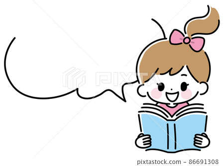兒童和女孩讀書的矢量插圖 兒童和女孩讀書的矢量插圖 86691308