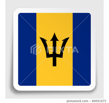 BARBADOS flag icon on paper square sticker with shadow. Button for mobile application or web. Vector 86691872