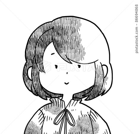 女性帶著微笑的表情鬆散插圖單色 86694868