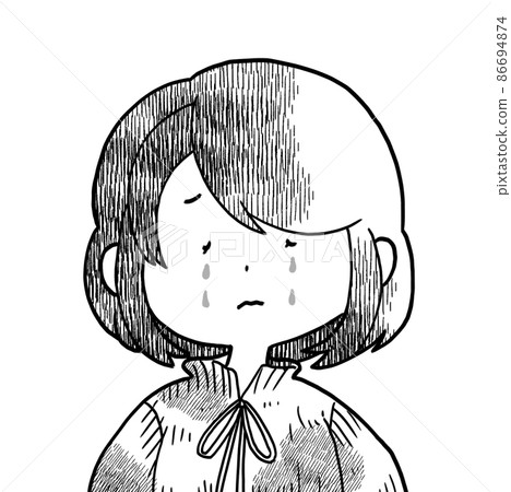 Female with sad expression Loose character monochrome Female with sad expression Loose character monochrome 86694874
