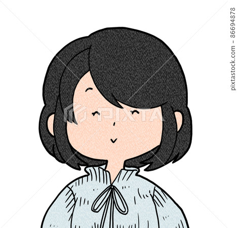 表情有趣的女性 鬆散的性格 黑髮 表情有趣的女性 鬆散的性格 黑髮 86694878