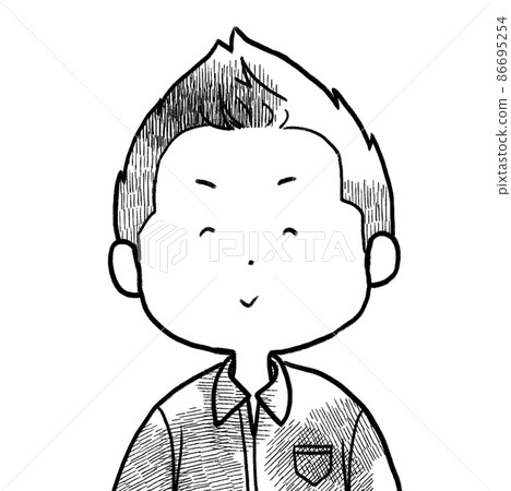 男性鬆散的面部表情插圖微笑單色 男性鬆散的面部表情插圖微笑單色 86695254