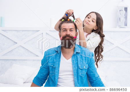 Your hair needs a hairdresser. Little daughter do fathers  86696450