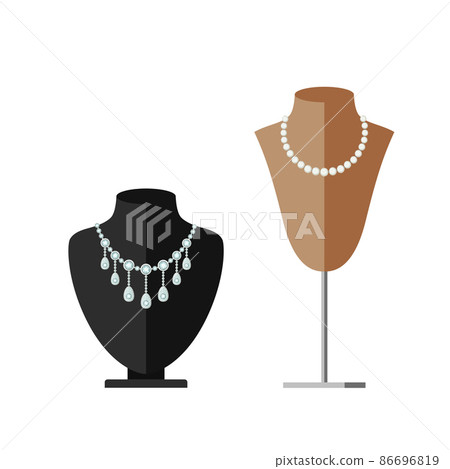 Black and beige busts with beads and necklace. 86696819