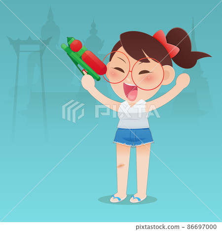 Songkran Festival, Culture in Thailand, Vector Illustration 86697000