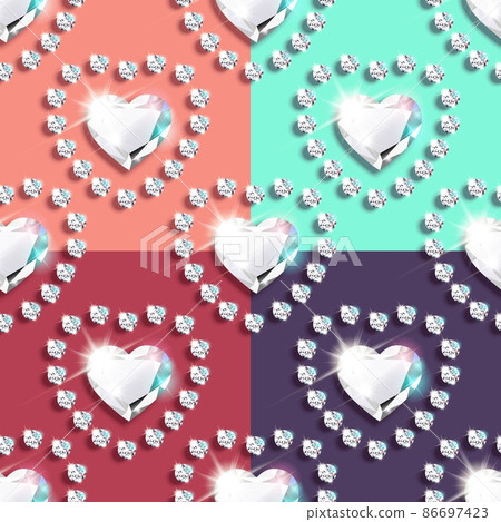 Set Hearts diamonds Seamless pattern beautifu vector 86697423