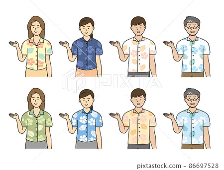 Men and women wearing Okinawan Kariyushi shirts 86697528