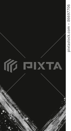 Silver straight corners, Japanese-style abstract background, black background, vertically long dark brush, copy space, faint brush stroke 86697706
