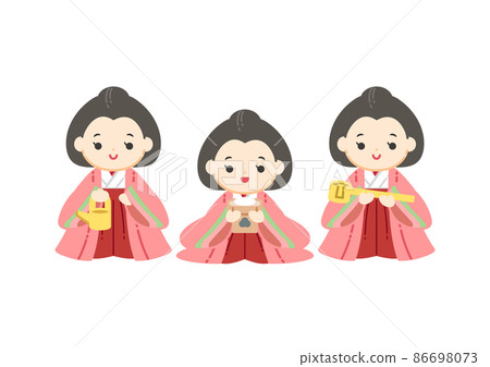 Cute illustration of three lady-in-waiters / no line drawing Cute illustration of three lady-in-waiters / no line drawing 86698073